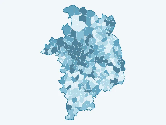 Carte du nombre d'habitants dans le Cher (18)