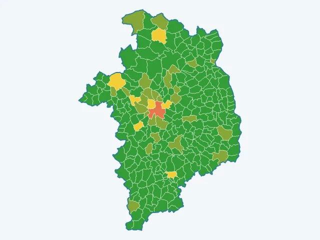 Carte de l'indice de tranquillité dans le Cher (18)