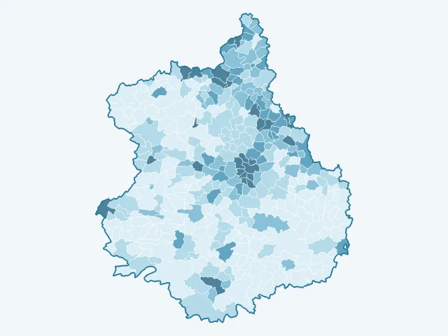 Carte de la densité de population dans l'Eure-et-Loir (28)