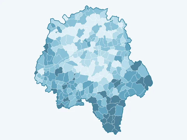 Carte de l'âge moyen dans l'Indre-et-Loire (37)