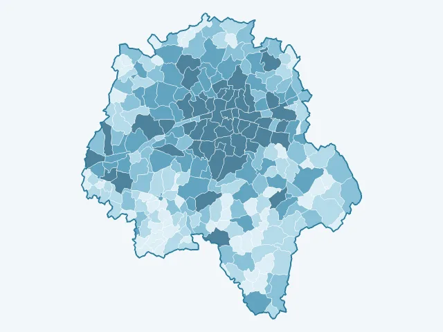 Carte du nombre d'habitants dans l'Indre-et-Loire (37)