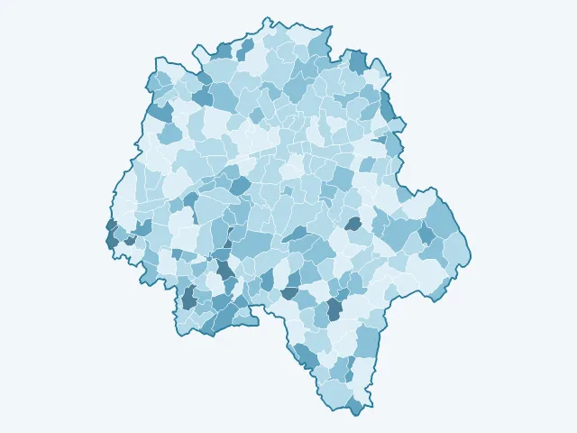 Carte du vote Philippe Poutou dans l'Indre-et-Loire (37)