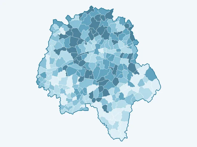 Carte de la population active dans l'Indre-et-Loire (37)