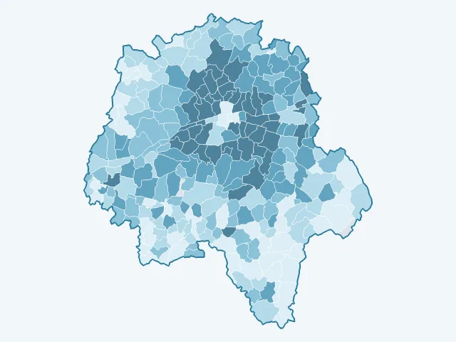 Carte du revenu moyen dans l'Indre-et-Loire (37)