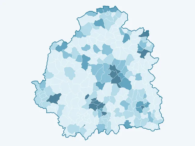 Carte de la densité de population dans l'Indre (36)