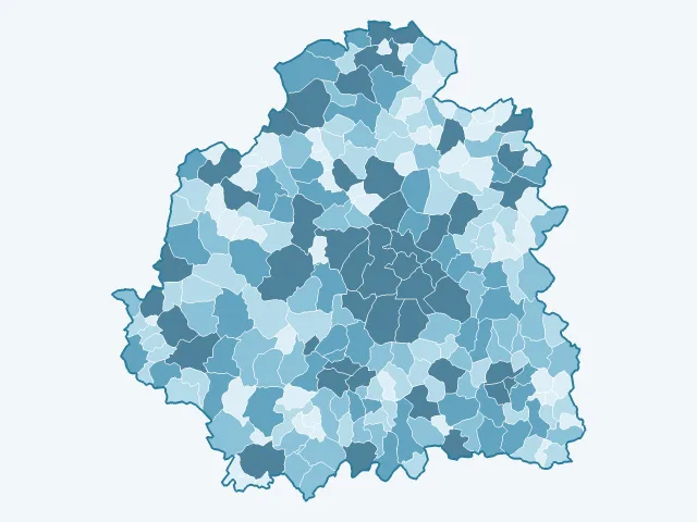 Carte du nombre d'habitants dans l'Indre (36)