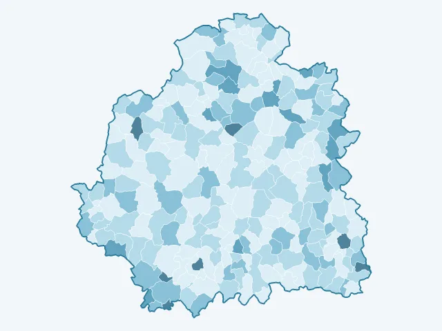 Carte du vote Nathalie Arthaud dans l'Indre (36)