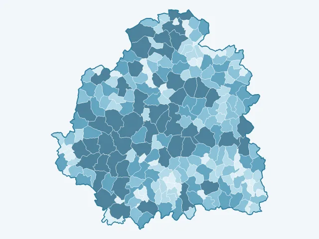 Carte de la superficie dans l'Indre (36)