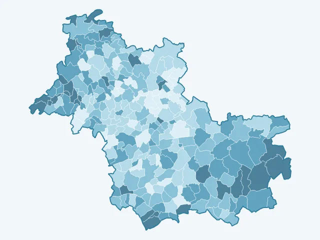 Carte de l'âge moyen dans le Loir-et-Cher (41)