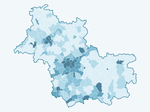 Carte de la densité de population dans le Loir-et-Cher (41)