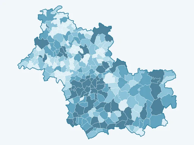 Carte du nombre d'habitants dans le Loir-et-Cher (41)