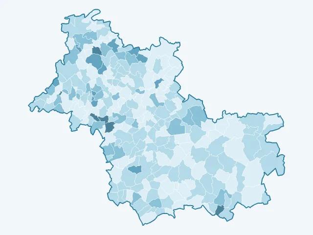 Carte du vote Nathalie Arthaud dans le Loir-et-Cher (41)