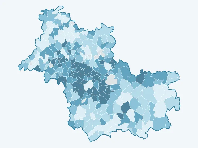 Carte du revenu moyen dans le Loir-et-Cher (41)