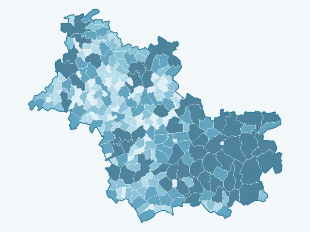 Carte de la superficie dans le Loir-et-Cher (41)