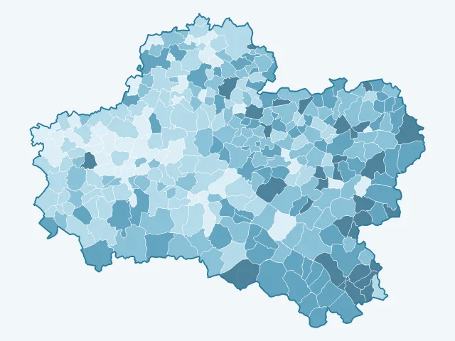 Carte de l'âge moyen dans le Loiret (45)