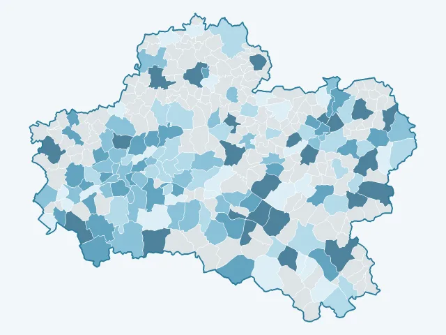 Carte de l'évolution des prix immobiliers dans le Loiret (45)