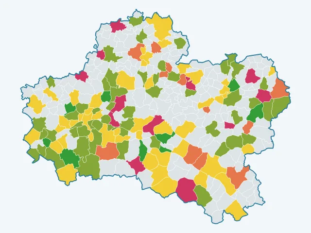 Carte de la satisfaction des habitants dans le Loiret (45)