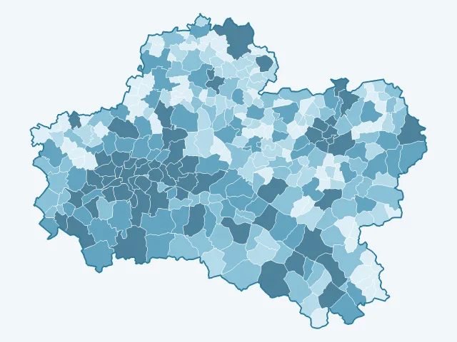 Carte du nombre d'habitants dans le Loiret (45)