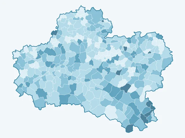 Carte du vote Fabien Roussel dans le Loiret (45)