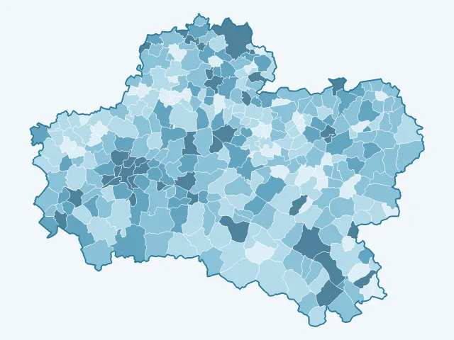 Carte du vote Jean-Luc Mélenchon dans le Loiret (45)