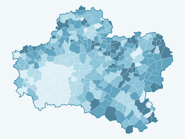 Carte du vote Marine Le Pen dans le Loiret (45)