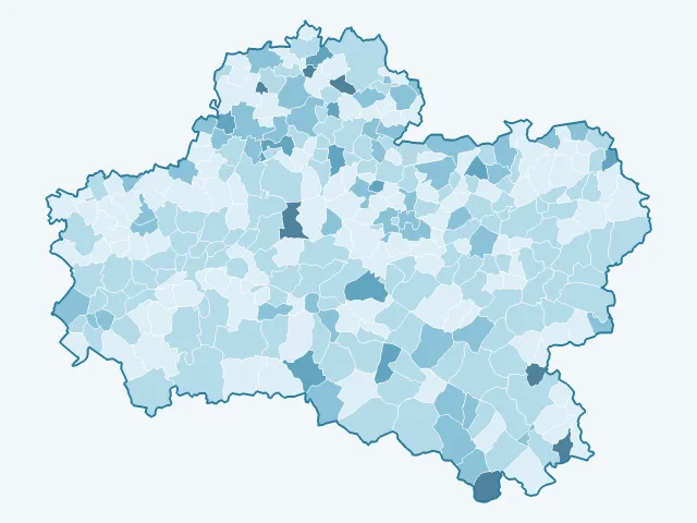 Carte du vote Nathalie Arthaud dans le Loiret (45)