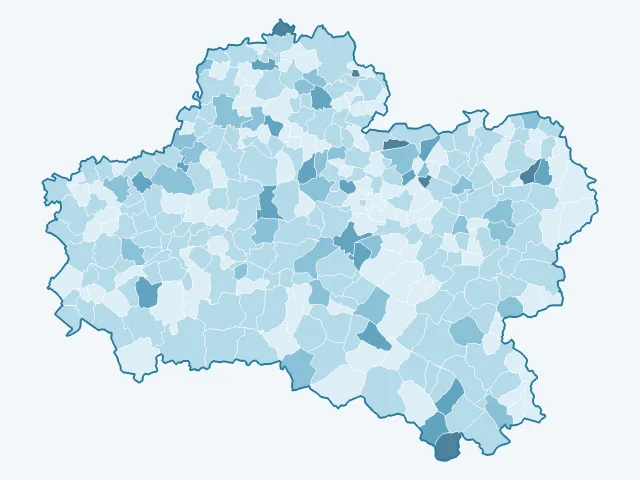 Carte du vote Philippe Poutou dans le Loiret (45)