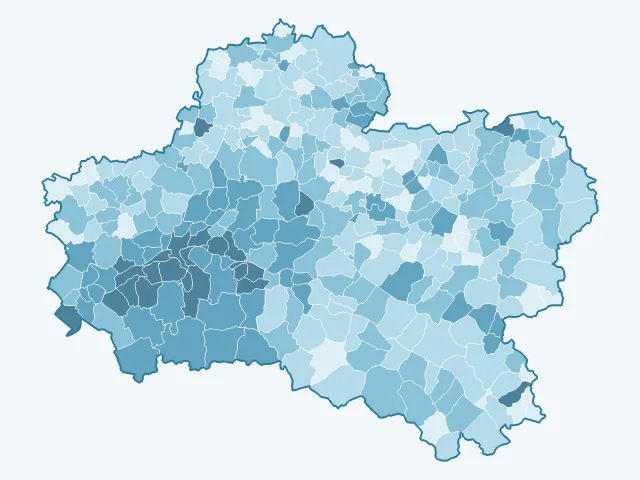 Carte du vote Yannick Jadot dans le Loiret (45)
