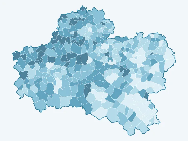 Carte de la population active dans le Loiret (45)