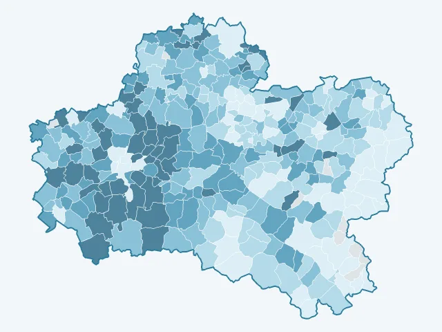 Carte du revenu moyen dans le Loiret (45)