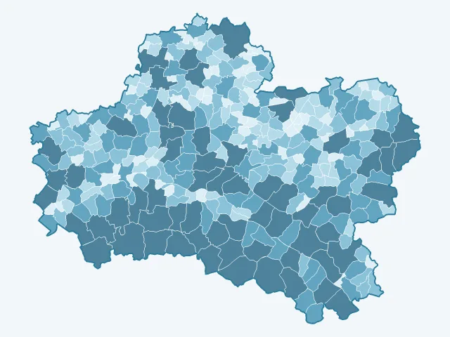 Carte de la superficie dans le Loiret (45)
