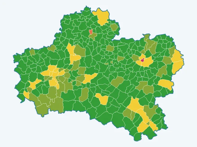 Carte de l'indice de tranquillité dans le Loiret (45)