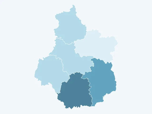 Carte du vote Nathalie Arthaud dans le Centre-Val de Loire