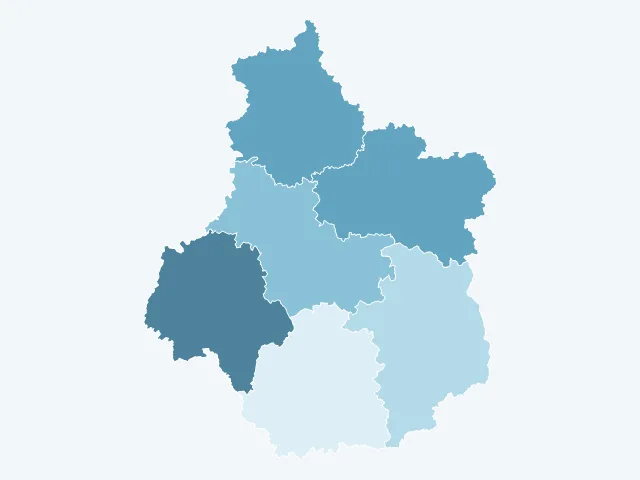 Carte de la population active dans le Centre-Val de Loire