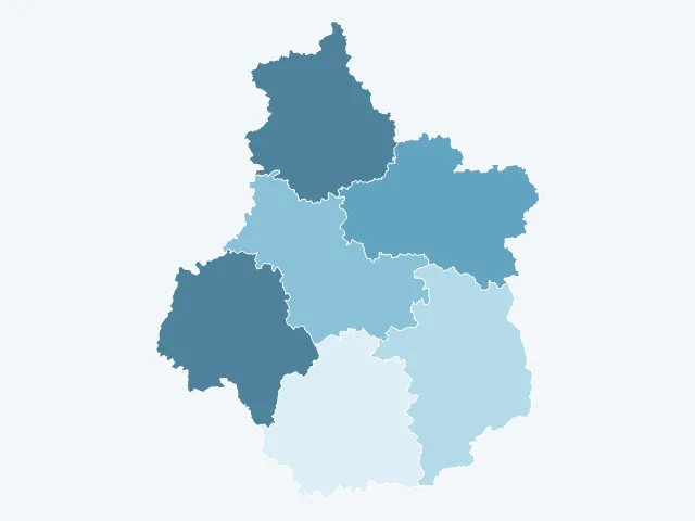 Carte du revenu moyen dans le Centre-Val de Loire