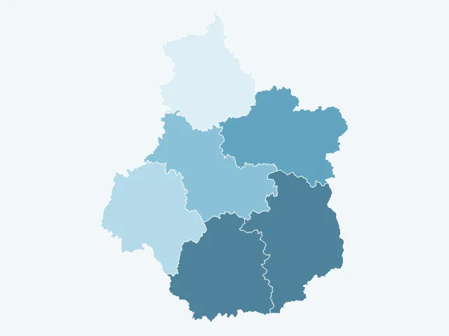 Carte de la superficie dans le Centre-Val de Loire