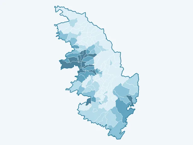 Carte de la densité de population dans la Corse-du-Sud (2A)