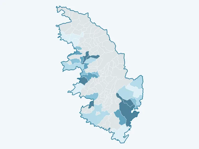 Carte de l'évolution des prix immobiliers dans la Corse-du-Sud (2A)