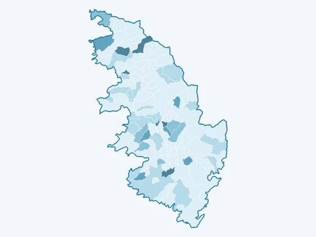Carte du vote Nathalie Arthaud dans la Corse-du-Sud (2A)