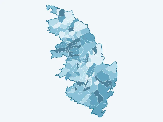 Carte de la population active dans la Corse-du-Sud (2A)