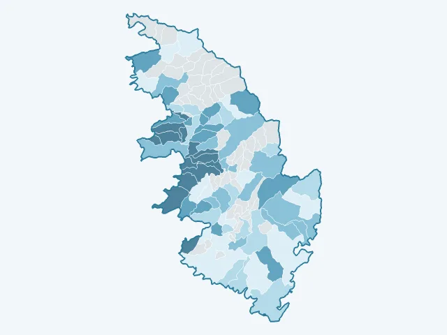 Carte du revenu moyen dans la Corse-du-Sud (2A)
