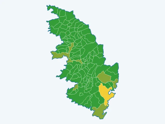 Carte de l'indice de tranquillité dans la Corse-du-Sud (2A)