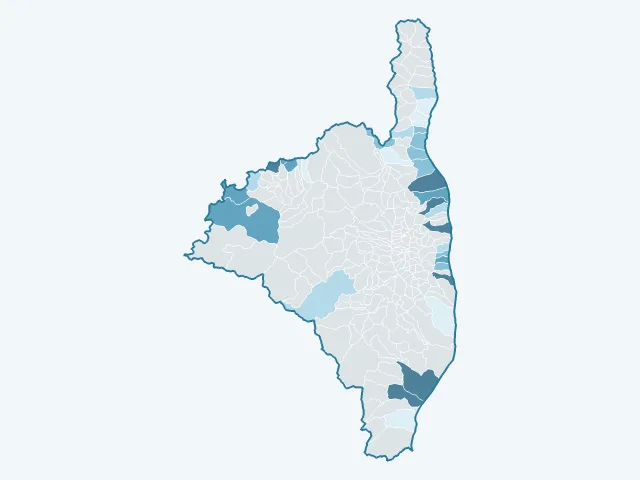 Carte de l'évolution des prix immobiliers dans la Haute-Corse (2B)