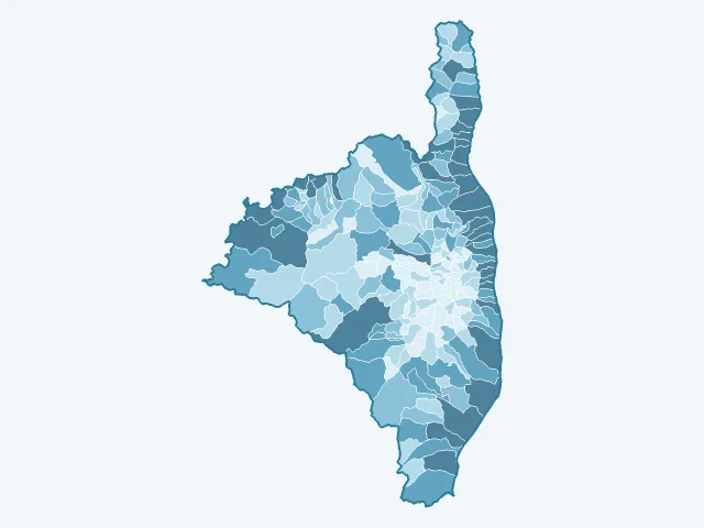 Carte du nombre d'habitants dans la Haute-Corse (2B)