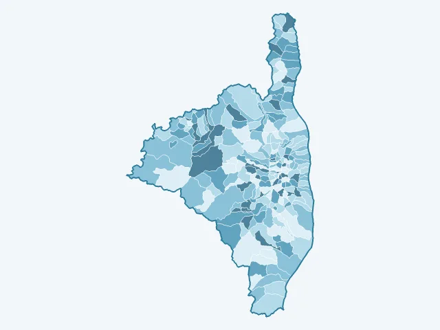 Carte du vote Jean-Luc Mélenchon dans la Haute-Corse (2B)