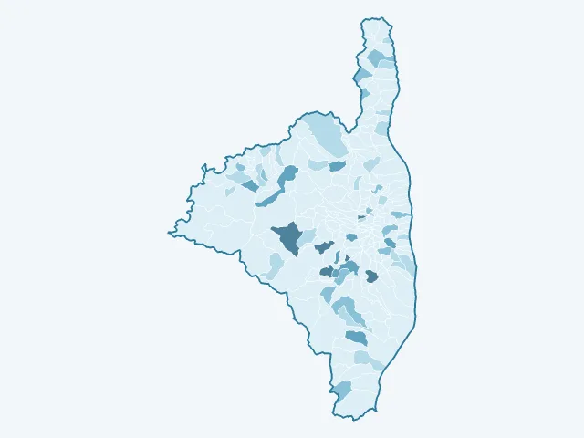 Carte du vote Nathalie Arthaud dans la Haute-Corse (2B)