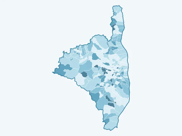 Carte du vote Yannick Jadot dans la Haute-Corse (2B)