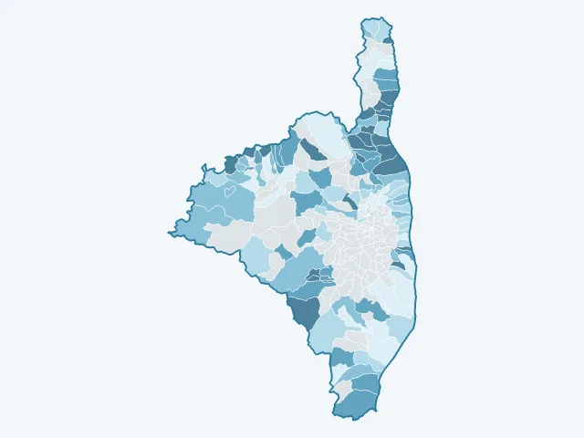 Carte du revenu moyen dans la Haute-Corse (2B)