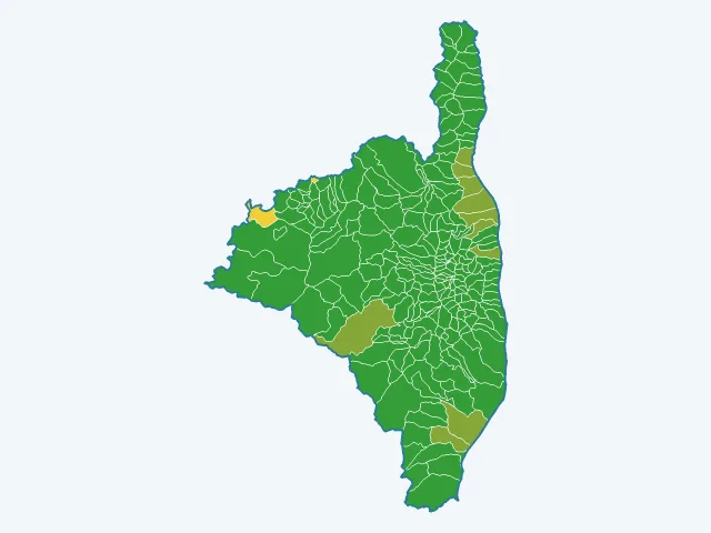 Carte de l'indice de tranquillité dans la Haute-Corse (2B)