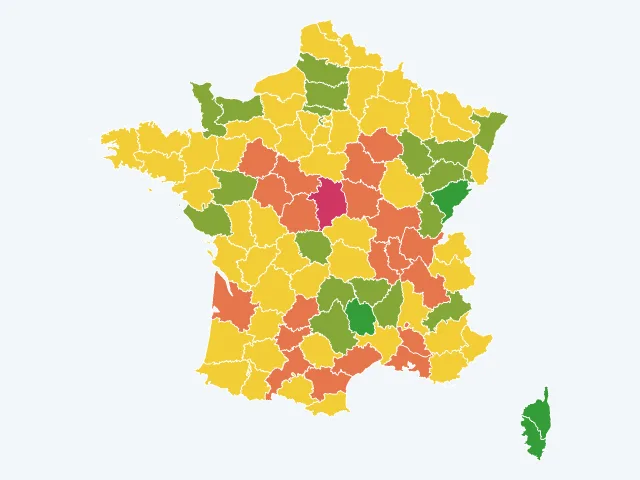 Carte de France des cambriolages par département